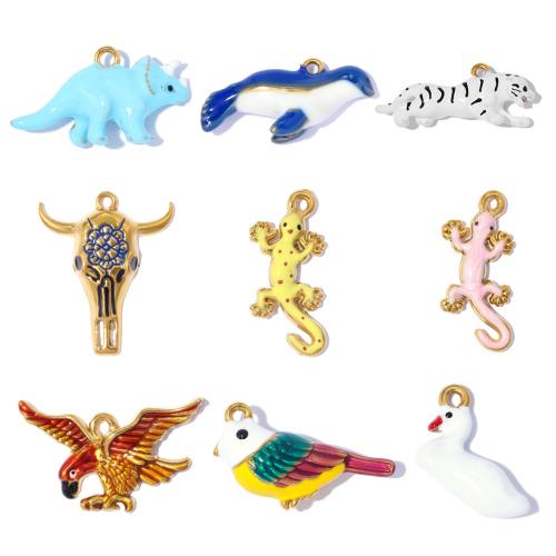 Stainless Steel Animal Pendants, gold color plated, DIY & different styles for choice & enamel, more colors for choice, 3PCs/Bag, Sold By Bag