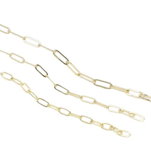 Cadena de collar de cobre amarillo, metal, chapado, Bricolaje & diverso tamaño para la opción & cadena de rectángulo, más colores para la opción, Vendido por m