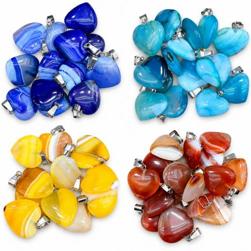 Lace Agate Pendants, Heart, polished, DIY, more colors for choice, 20mm, Sold By PC