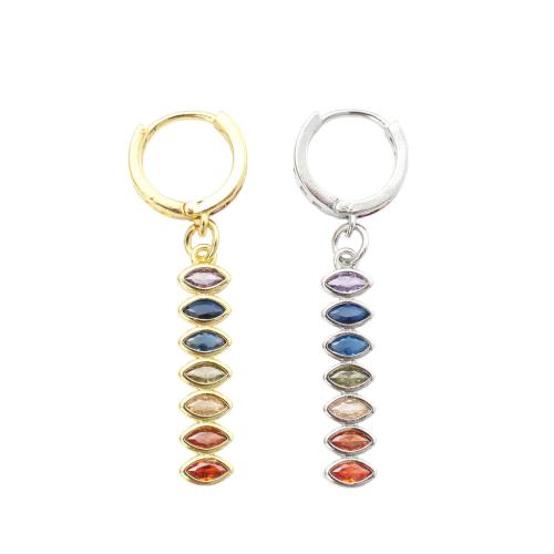 Composant pendente en laiton pour boucle d'oreille, Placage, DIY & pavé de micro zircon, plus de couleurs à choisir, earring size 28x6.2x2.1mm, ring size 13.9/10.5mm, Vendu par paire