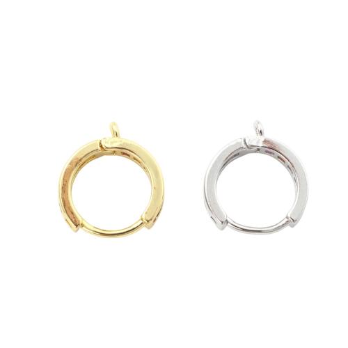 Brass Hoop Earring Components, plated, DIY & micro pave cubic zirconia, more colors for choice, 15.40x13.90x3.30mm, Inner Diameter:Approx 10.5mm, Sold By Pair