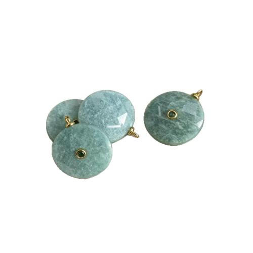 Colgantes de Gemas, Piedras preciosas, Redondo aplanado, pulido, Bricolaje & diferentes materiales para la opción & micro arcilla de zirconia cúbica & facetas, 25x6mm, Vendido por UD