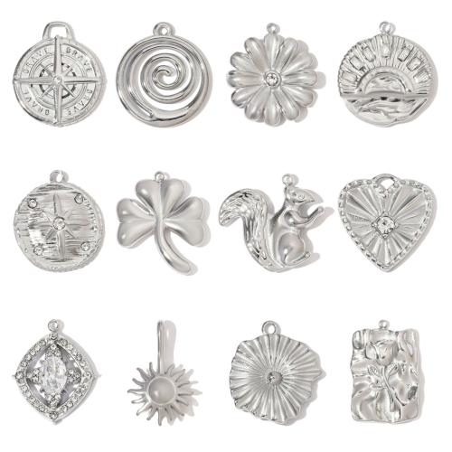 Colgantes Titanium, Partículas de acero, chapado en color de plata, Bricolaje & diferentes estilos para la opción & con diamantes de imitación, más colores para la opción, 3PCs/Bolsa, Vendido por Bolsa