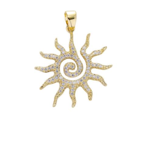 Cúbicos Circonia Colgante Latón Micro pavimenta, metal, sol, chapado, Bricolaje & diferentes estilos para la opción & micro arcilla de zirconia cúbica & esmalte, Vendido por UD
