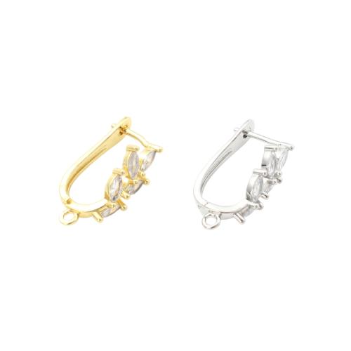 Composant pendente en laiton pour boucle d'oreille, Placage, DIY & pavé de micro zircon, plus de couleurs à choisir, 24x13.10x8.10mm, Vendu par paire