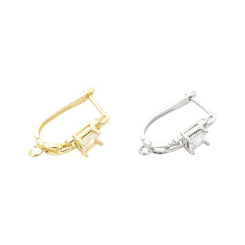 Composant pendente en laiton pour boucle d'oreille, Placage, DIY & pavé de micro zircon, plus de couleurs à choisir, 24x14.70x7mm, Vendu par paire