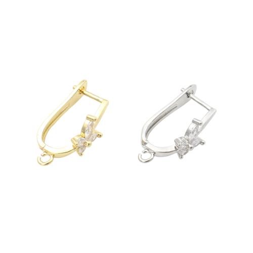 Composant pendente en laiton pour boucle d'oreille, Placage, DIY & pavé de micro zircon, plus de couleurs à choisir, 24x13.60x8.80mm, Vendu par paire