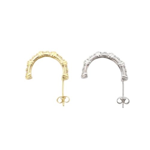 laiton boucle d oreille dormeuse, Placage, pavé de micro zircon & pour femme, plus de couleurs à choisir, 24.50x19.20x3.60mm, Vendu par paire