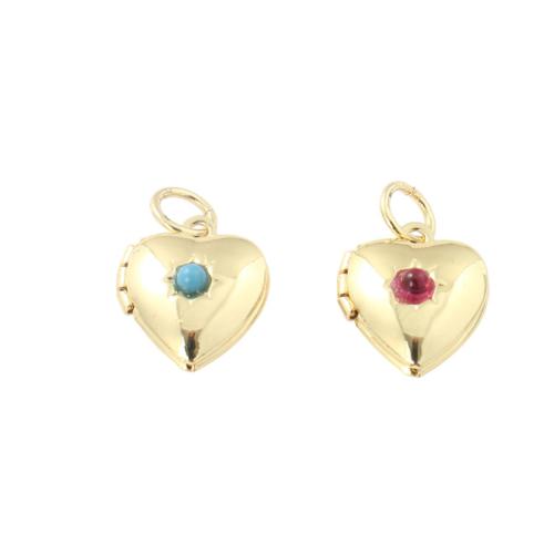 Colgantes de medallón de cobre amarillo, metal, Corazón, chapado en color dorado, Bricolaje & esmalte, más colores para la opción, 12.20x10.30x5.30mm, Vendido por UD