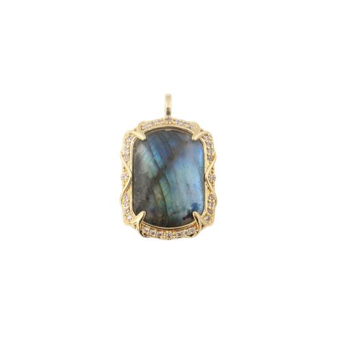 Colgantes de Gemas, metal, con Piedras preciosas, Patrón Geométrico, chapado en color dorado, Bricolaje & micro arcilla de zirconia cúbica, 27.80x17.50x7mm, Vendido por UD