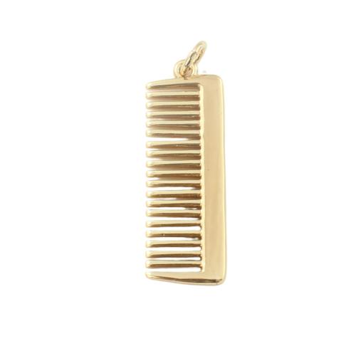 Colgantes de la joyería de cobre amarillo, metal, Peine, chapado en color dorado, Bricolaje, 27.10x9.20x1.90mm, Vendido por UD