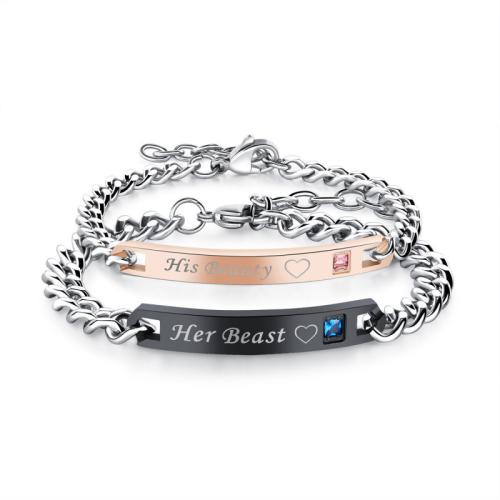 Pulsera de acero de titanio, Partículas de acero, acero de titanio cierre de langosta, con diamantes de imitación, más colores para la opción, Vendido por Sarta