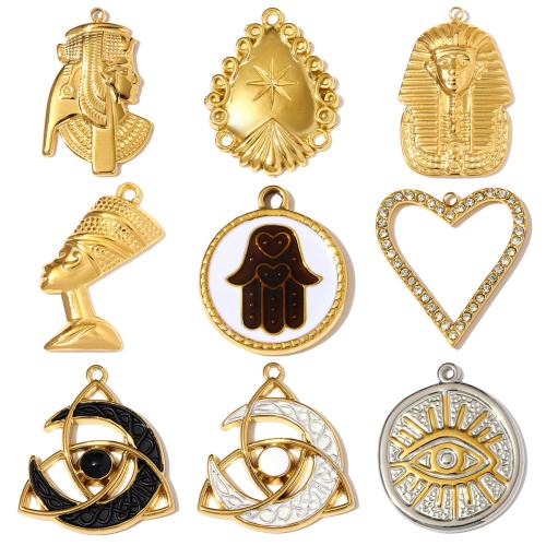 Pendentifs en titane, Acier titane, Placage, DIY & styles différents pour le choix & émail & avec strass, plus de couleurs à choisir, 3PC/sac, Vendu par sac