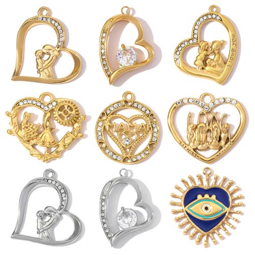 Pendentifs en titane, Acier titane, Placage, DIY & styles différents pour le choix & émail & avec strass, plus de couleurs à choisir, 3PC/sac, Vendu par sac