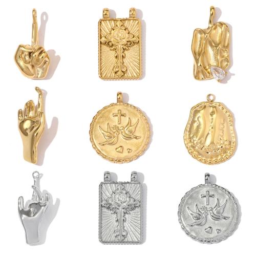 Pendentifs en titane, Acier titane, Placage, DIY & styles différents pour le choix & avec zircone cubique, plus de couleurs à choisir, 3PC/sac, Vendu par sac