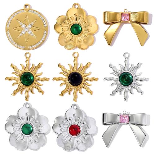 Pendentifs en titane, Acier titane, avec Pierre de verre, Placage, DIY & styles différents pour le choix & avec zircone cubique, plus de couleurs à choisir, 3PC/sac, Vendu par sac