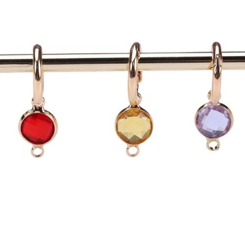 Crystal Connector, with Brass, Round, gold color plated, DIY & faceted, more colors for choice, 10x17mm, Sold By PC