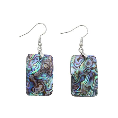 Abalone Shell Drop Earring, with Brass, Rectangle, fashion jewelry & for woman, 52x18x1.80mm, Sold By Pair