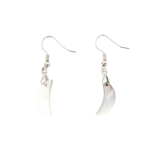 Black Shell Drop Earring, with Brass, Moon, fashion jewelry & for woman, 41x8x2.30mm, Sold By Pair