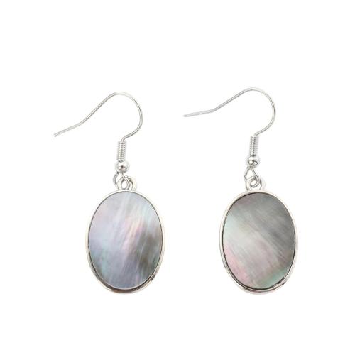 Black Shell Drop Earring, with Brass, Flat Oval, fashion jewelry & for woman, 41x15x2.20mm, Sold By Pair