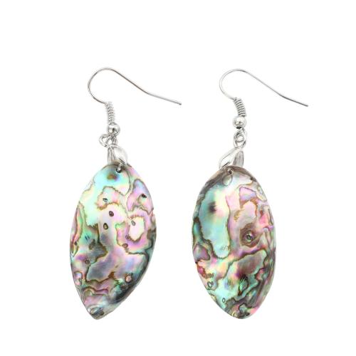 Abalone Shell Drop Earring, with Brass, fashion jewelry & for woman, 56x19x2.50mm, Sold By Pair
