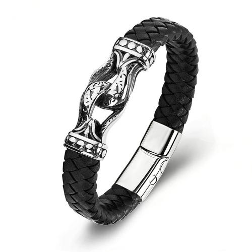 304 Edelstahl Armband, mit PU Leder, unisex & verschiedene Größen vorhanden, verkauft von PC