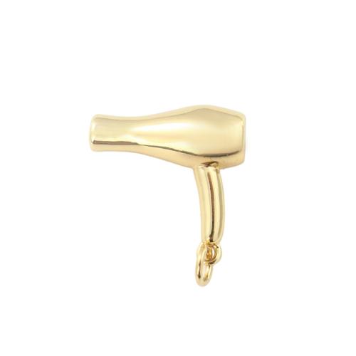 Colgantes de la joyería de cobre amarillo, metal, Secador de cabello, chapado en color dorado, Bricolaje, 18.30x18x6.30mm, Vendido por UD