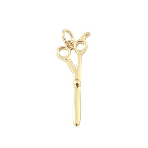 Colgantes de la joyería de cobre amarillo, metal, Tijeras, chapado en color dorado, Bricolaje, 25.30x9.30x1.60mm, Vendido por UD