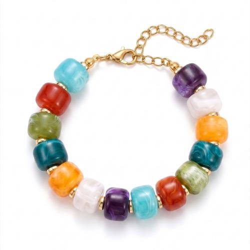 Acrylic Bracelets, with Stainless Steel, with 5cm extender chain, plated, fashion jewelry & for woman, multi-colored, Sold Per Approx 20 cm Strand