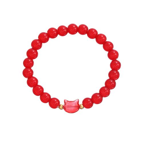 Bracelet de perles de verre, bijoux de mode & élastique & pour femme, plus de couleurs à choisir, Vendu par Environ 6 cm brin