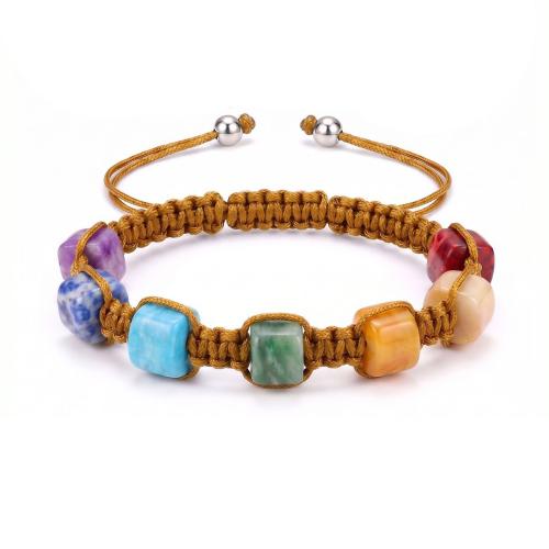 Pulseras de piedras preciosas, Polipropileno Nylon, con Piedras preciosas, chapado, Joyería & ajustable & para mujer, multicolor, Vendido para aproximado 16-26 cm Sarta