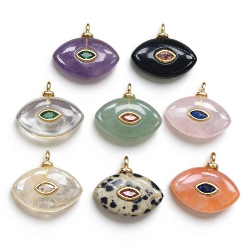 Edelstein Anhänger Schmuck, Pferdeauge, goldfarben plattiert, DIY & verschiedenen Materialien für die Wahl & mit Strass, 18x22x6mm, verkauft von PC