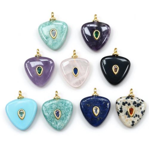 Edelstein Anhänger Schmuck, mit 304 Edelstahl, Dreieck, poliert, DIY & verschiedenen Materialien für die Wahl & mit Strass, 20x25x5mm, verkauft von PC