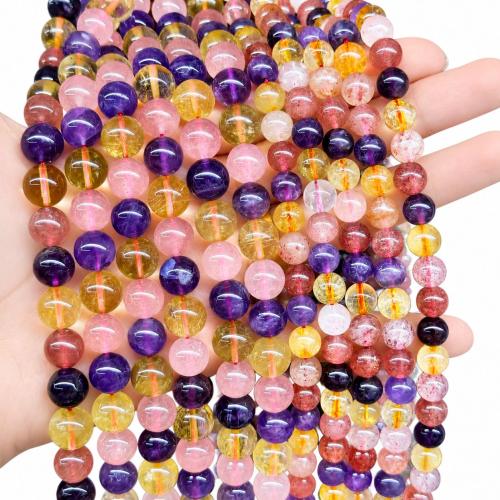 Granos de la joyería de cuarzo natural, Strawberry cuarzo, Esférico, pulido, Bricolaje & diverso tamaño para la opción, Vendido para aproximado 38 cm Sarta