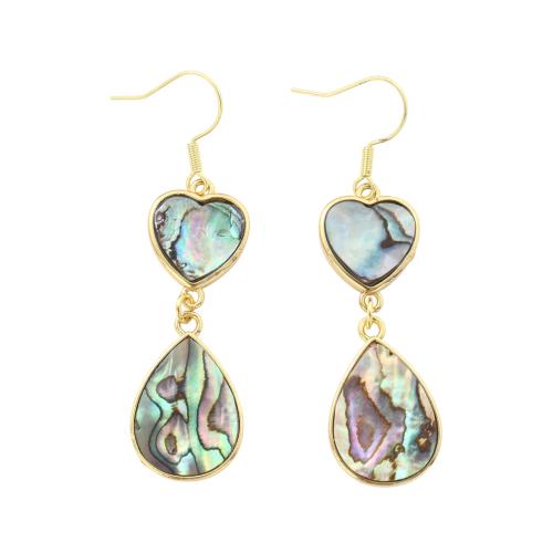 coquille d'ormeau Boucle d'oreille goutte, avec laiton, bijoux de mode & pour femme, Vendu par paire