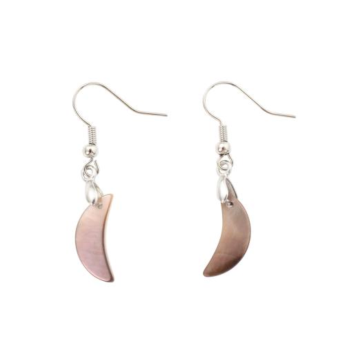 coquille noire Boucle d'oreille goutte, avec laiton, lune, bijoux de mode & pour femme, 39x8x2.10mm, Vendu par paire