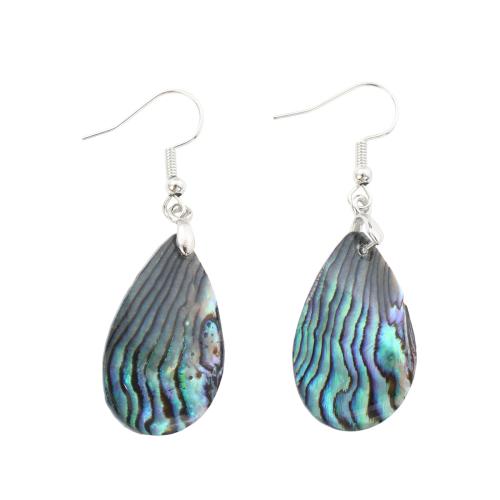 coquille d'ormeau Boucle d'oreille goutte, avec laiton, larme, bijoux de mode & pour femme, 52x17x2.20mm, Vendu par paire