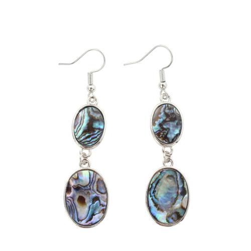 coquille d'ormeau Boucle d'oreille goutte, avec laiton, bijoux de mode & pour femme, 63x15x2.80mm, Vendu par paire