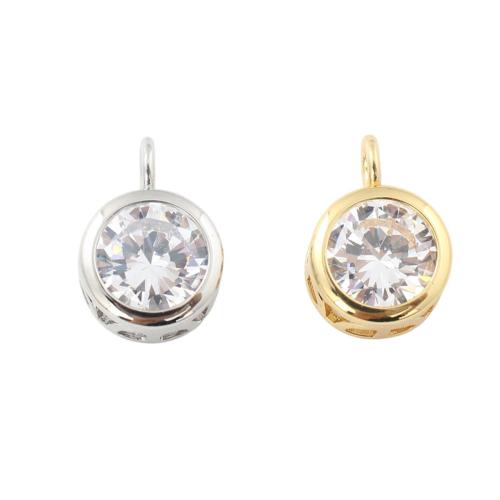 Cubic Zirconia Brass Pendants, Flat Round, plated, DIY & micro pave cubic zirconia, more colors for choice, 15x10.70x5.90mm, Sold By PC