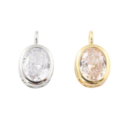 Cubic Zirconia Brass Pendants, Flat Oval, plated, DIY & micro pave cubic zirconia, more colors for choice, 16.20x10.10x4.60mm, Sold By PC