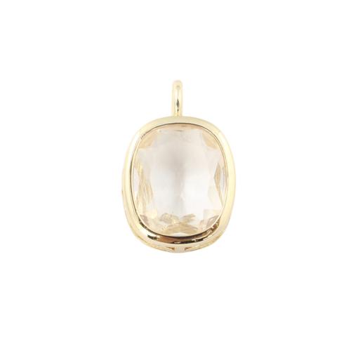Cubic Zirconia Brass Pendants, Flat Oval, gold color plated, DIY & with cubic zirconia, 18.40x12x5.90mm, Sold By PC