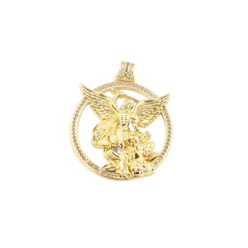 Cubic Zirconia Micro Pave Brass Pendants, gold color plated, DIY & micro pave cubic zirconia & hollow, 33.50x29.80x4.70mm, Sold By PC