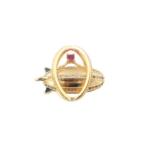 Befestigter Zirkonia Messing Anhänger, goldfarben plattiert, DIY & Micro pave Zirkonia & hohl, 23.20x28.50x8.50mm, verkauft von PC