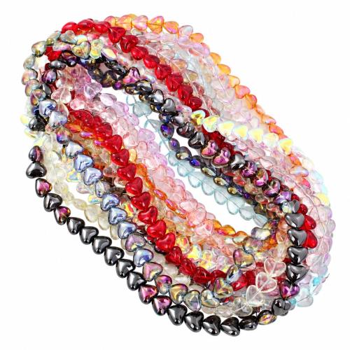 Mode Glasperlen, Glas, Herz, DIY, keine, 15x13mm, verkauft per ca. 30 cm Strang