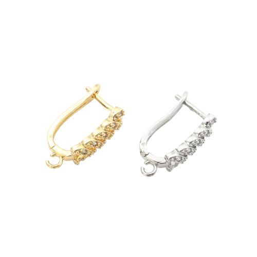 Brass Earring Drop Components, plated, DIY & micro pave cubic zirconia, more colors for choice, 22.50x12.20x6.20mm, Sold By Pair
