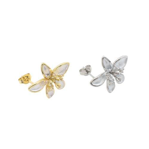Brass Earring Stud Components, Flower, plated, DIY, more colors for choice, 17x20.20x17.50mm, Sold By Pair