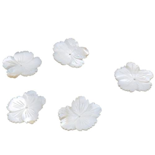Natürliche weiße Muschelperlen, Blütenblätter, DIY, weiß, 24x20mm, verkauft von PC