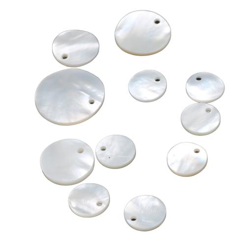 Natural White Shell Pendants, Flat Round, DIY & different size for choice, white, Sold By PC