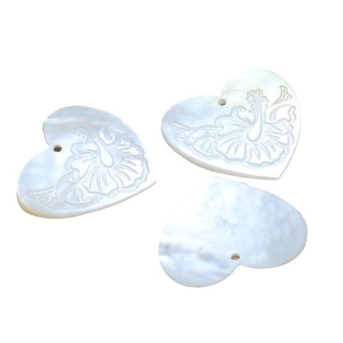 Natural White Shell Pendants, Heart, DIY, white, 24mm, Sold By PC