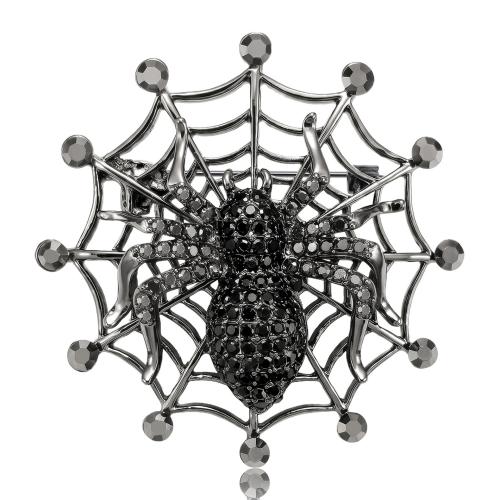 Tibetan Style Brooch, Spider, plated, for woman & with rhinestone, more colors for choice, 49x49mm, Sold By PC